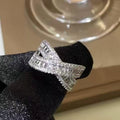 Open Cross X Clear Baguette Stone Cocktail Ring Two Tones view 1