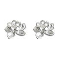 Silver Tone Textured Lotus Flower Stud Earrings Pair view 5