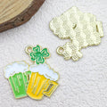 Enamel Zinc Alloy Clover Irish Beer Charm Pendant for Earrings Bracelets and Keychains