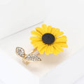 Enamel Daisy Brooch with Crystal Leaves in Four Colors view 3