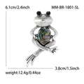 Crystal Frog Brooch With Iridescent Shell Body and Silver Tone Legs view 5