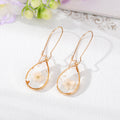Gold Tone Large Clear Resin Pressed Flower Teardrop Earrings view 5