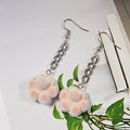 Flocked Cat Paw Chain Drop Earrings in Four Soft Colors view 5