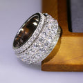 Wide Five-Row Clear Stone Band Ring In Silver Tone view 2