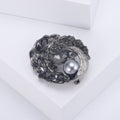 Textured Nest Brooch with Pearl and Multicolor Crystal Cluster view 4