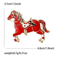 Enamel Running Horse Brooch with Crystal Tack in Three Colors view 6