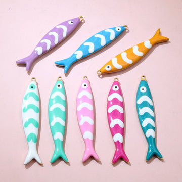 Colorful Chevron Fish Enamel Charms in Assorted Bright Colors