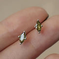 Green Marquise Solitaire Stud Earrings In Gold And Silver Tones view 5
