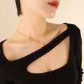 Gold Double Chain Necklace With Plump 3D Heart Pendant view 6