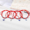 Silver Tone Blue Evil Eye Bead Red Cord Bracelets with Four Charms view 2