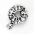 Black Crystal Scroll Ring Brooch With Hanging Gray Pearl view 4