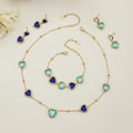 Faceted Glass Heart Earrings Necklaces Bracelets Gold Silver Multicolor view 1