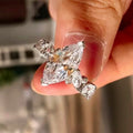 Silver Marquise Clear CZ Side Accents Engagement Style Ring view 3