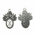 Rose Detail Oval Cabochon Pendant Settings in Two Finishes view 2