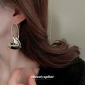 Gold Tone Open Triangle Sculptural Drop Polished Metal Polished Metal Earrings view 3
