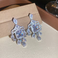 Silver Tone Crystal Birdcage Dangle Earrings in Two Designs view 6