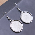 Round Cabochon Tray Dangle Earrings in Two Antique Finishes view 1