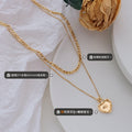 Gold Dual Layer Figaro Chain Heart Pendant Necklace view 2