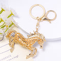 Rhinestone Running Horse Keychain Gold Tone Metal Bag Charm view 4