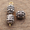 Raised-Dot Round Spacer Bead in Antique Silver Tone view 2
