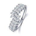 Gold White Tone Marquise Leaf Wheat Band Ring Sizes 6-10 view 6