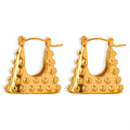 Studded Triangle Bag Hoop Earrings Gold Or Steel Tone view 5