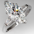 Marquise Clear Solitaire Baguette Three-Stone Ring In Silver Tone view 3