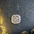 Silver Tone Cushion Halo Clear CZ Pendant Necklace view 3