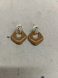 Red Open Geometric Resin Drop Geometric Statement Earrings view 2