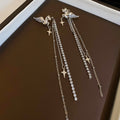 Silver Pegasus And Star Clip On Earrings With Chain Tassels view 4