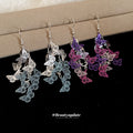 Translucent Floral Cascade Hook Earrings in Pink Purple view 4