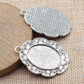 Scrollwork Oval 18 x 25 mm Pendant Setting in Silver Tone view 2