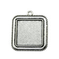Square Cabochon Pendant Tray in Antique Silver Metal Finish view 1