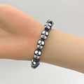 Black Plastic Skull Bead Elastic Stretch Prayer Bracelet view 3