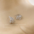 Silver Irregular Molten Texture Mini Hoop Stud Earrings view 3