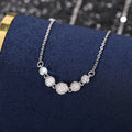 Silver Tone Five Round Bezel CZ Geometric Pendant Necklace view 3
