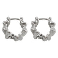 Silver Ruffled Wave Mini Hoop Earrings Hinged Huggies view 5