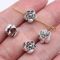 9x9x9mm 1.5g Antique Silver Zinc Alloy Flower Large Hole Beads for DIY Bracelet Necklace Making
