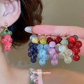 Translucent Grape Cluster Drop Stud Earrings With Decorative Metal Accents view 2