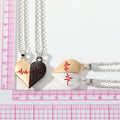 Silver Tone Magnetic Split Heart Pendant Necklace Pairs view 4