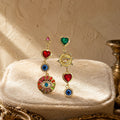 Mismatched Evil Eye Heart and Sun Long Dangle Earrings view 6