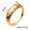 Star And Clear Stone Domed Band Ring In Polished Gold Tone view 4