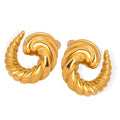 Twisted Spiral C-Shape Stud Earrings Gold Silver Titanium Steel view 5