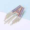 Multicolor Crystal Letter A Brooch With Long Fringe view 2
