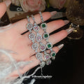 Silver Tone Square Crystal Halo Bracelets In Green Clear Or Pink view 4