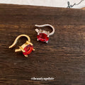 Red Crystal Single Ear Cuffs in Gold and Silver Tones view 2
