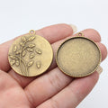 Round Botanical Cabochon Pendant Trays in 2 Finishes for Jewelry Making view 4