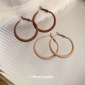 Matte Brown Hoop Earrings in Two Neutral Shades Decorative Jewelry view 3