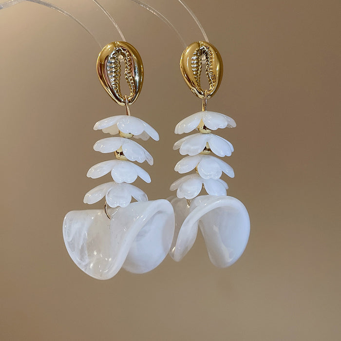 Acrylic Wave Petal Drop Earrings and Beaded Necklaces