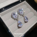 Clear Crystal Oval and Teardrop Statement Stud Earrings view 3